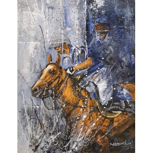 Naeem Rind, 12 x 16 Inch, Acrylic on Canvas, Polo Painting, AC-NAR-017